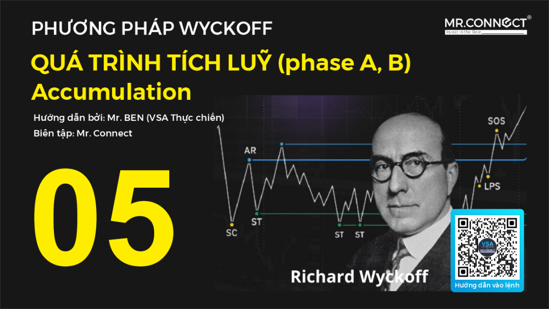Khi chúng ta học về Cấu trúc thị trường, chúng ta biết rằng Strong Hand (tay chơi mạnh) sẽ mua sau khi giá đi vào giai đoạn suy thoái, giá rất rẻ, và sau khi nó mua xong, giá tăng lên cao thì nó tìm cách bán trước. Quá trình mua vào khi giá giảm gọi là Quá trình tích luỹ, bây giờ chúng ta sẽ đi sâu vào Quá trình này để xem bên trong nó có gì nhé.